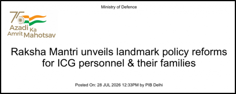Defence Minister Unveils Policy Reforms for ICG Personnel & Their Families