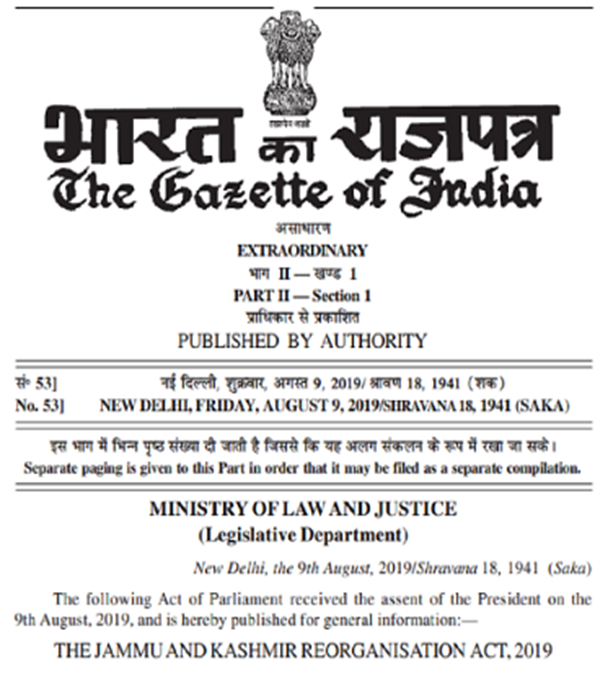 What is the Jammu and Kashmir Reorganisation Act, 2019?