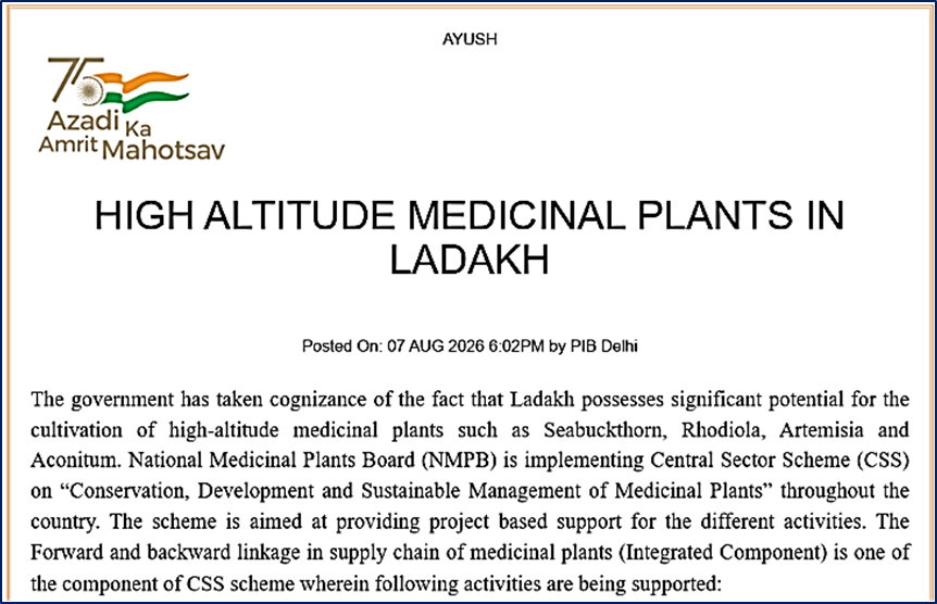 High-Altitude Medicinal Plants in Ladakh