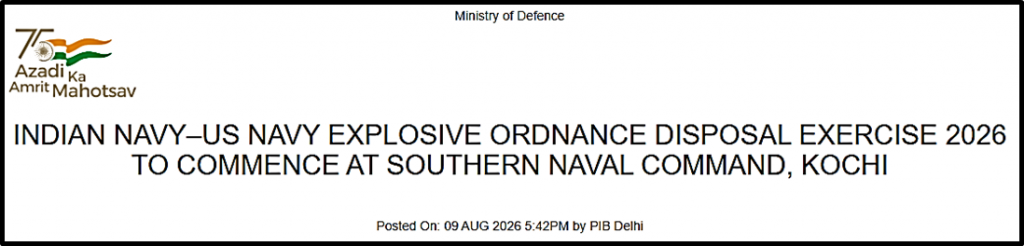 Indian Navy-US Navy EOD Exercise Commences at Kochi