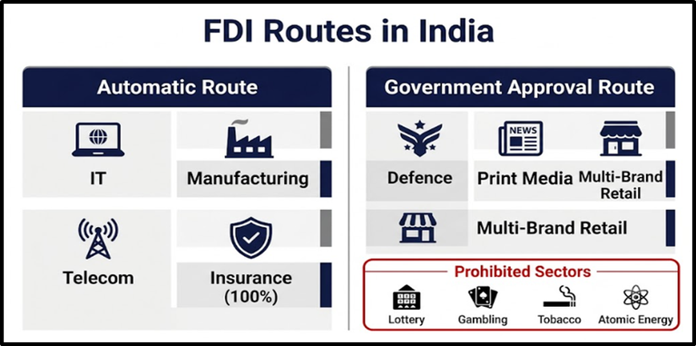 What are the FDI Routes in India?