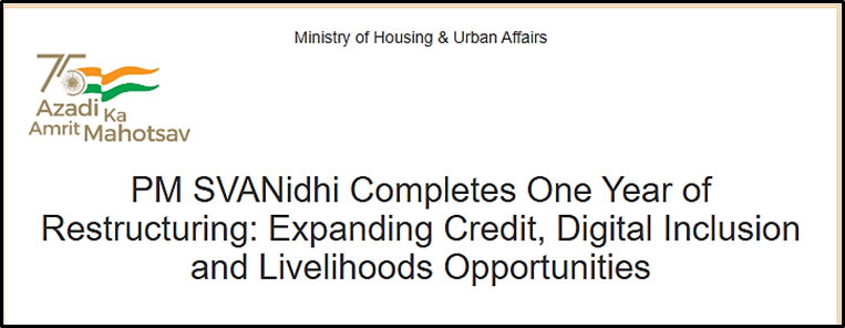 PM SVANidhi Completes One Year of Restructuring