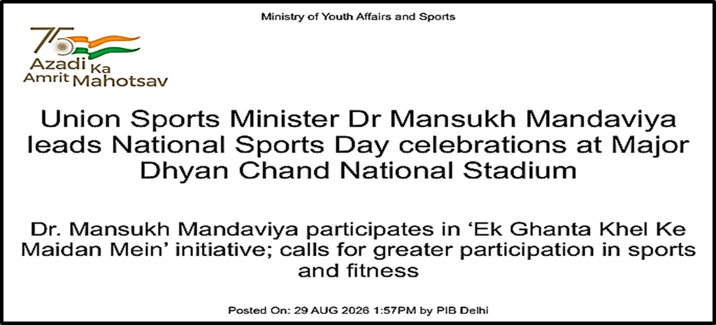 National Sports Day: Nation Pays Tribute to Major Dhyan Chand