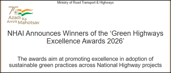 NHAI Announces Winners of the ‘Green Highways Excellence Awards 2026’