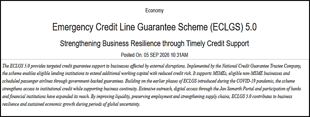 Emergency Credit Line Guarantee Scheme (ECLGS) 5.0
