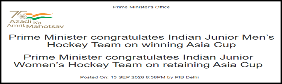 India’s Junior Hockey Teams Shine in Asia Cup
